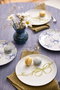Hermia 2100002911001 Juego de Servir Pasteles Porcelana Azul 4 Piezas Apto Microondas Lavavajillas